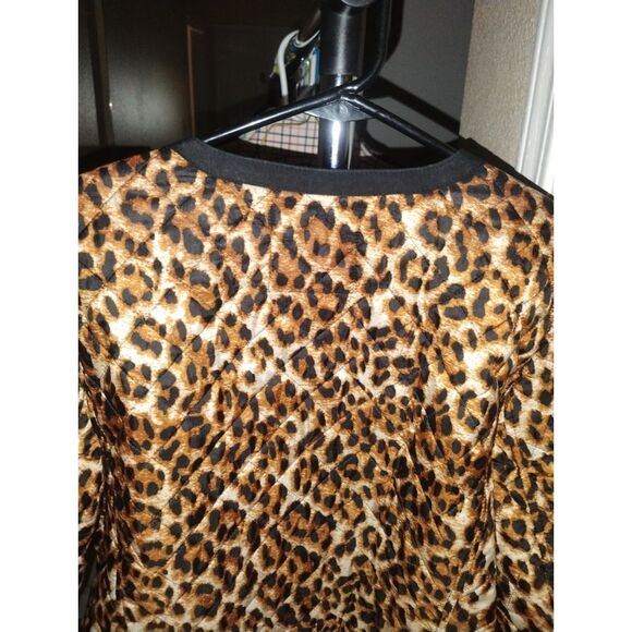 Talbots (PL) Cheetah Print Quilted Lightweight Spring Jacket Mob Wife - Picture 6 of 6